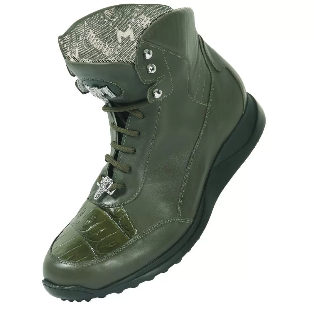 Mauri 8911 Money Green Genuine Alligator / Nappa Boots With Mauri Silver Alligator Head 3 Mauri 8911 Money Green Genuine Alligator / Nappa Boots With Mauri Silver Alligator Head