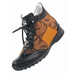 Mauri "Ace" 8757 Black And Patchwork Orange Nappa Leather / Baby Crocodile Boots