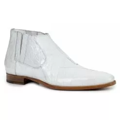 Mauri "Alberti" 4780 White Genuine Alligator Ankle Boots.
