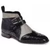 Mauri "Bellini" 4828 Black / Grey / Black Genuine Python / Karung Lizard / Ostrich Perforated Monk Strap Boots. -Winter Boot Store mauri bellini 4828 black grey black genuine python karung lizard ostrich perforated monk strap shoes 22349