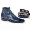 Mauri "Carnegie" 4699 Wonder Blue Genuine Alligator / Blue Pebble Grain Calf Boots