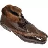 Mauri "Cinema" 4451 Sport Rust Genuine Ostrich Leg / Hornback Crocodile With Mink Fur Lining Boots -Winter Boot Store mauri cinema 4451 sport rust genuine ostrich leg hornback crocodile with mink fur lining boots 7092