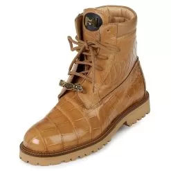 Mauri "Commando" 4637 Dune Genuine Alligator / Nappa / Ostrich Leg Hand-Painted Boots