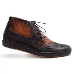 Mauri "D'Este" 8563 Sport Rust Hand-Painted Genuine Alligator / Nappa Leather Wingtip Ankle Boots