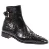 Mauri "Kensington" 4398 Black Genuine Alligator / Ostrich Leg Boots With Ankle Buckle -Winter Boot Store mauri kensington 4398 black genuine alligator ostrich leg boots with ankle buckle 11252