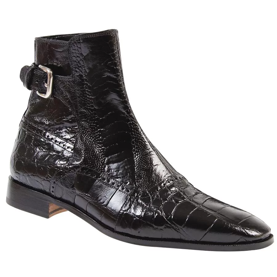 Mauri "Kensington" 4398 Black Genuine Alligator / Ostrich Leg Boots With Ankle Buckle 3 Mauri "Kensington" 4398 Black Genuine Alligator / Ostrich Leg Boots With Ankle Buckle