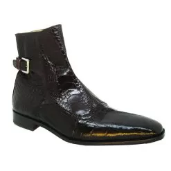 Mauri "Kensington" 4398 Sport Rust Genuine Alligator / Ostrich Leg Boots With Ankle Buckle