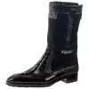 Mauri "Masculine" 2842 Black Genuine Ostrich Leg / Shearling / Embossed Nappa / Hornback Crocodile Tail Boots