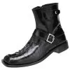Mauri "Park Lane" 4581 Black Genuine Crocodile Hornback Raised Tail With Ostrich Leg Dover Leather Boots -Winter Boot Store mauri park lane 4581 black genuine crocodile hornback raised tail with ostrich leg dover leather boots 13094