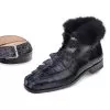 Mauri "Polar" 4683 Medium Grey Genuine Hornback Alligator Hand-Painted / Black Ostrich Leg / Black Lapin Boots -Winter Boot Store mauri polar 4683 medium grey genuine hornback alligator hand painted black ostrich leg black lapin boots 18082