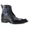 Mauri "Raffaello" 42742 Black / Medium Grey Genuine Baby Crocodile Hand Painted / Hornback Crocodile Tail Boots. -Winter Boot Store mauri raffaello 42742 black medium grey genuine baby crocodile hand painted hornback crocodile tail boots 22357