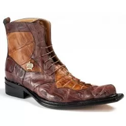 Mauri "Raffaello" 42742 Sport Rust / Brandy Genuine Baby Crocodile Hand Painted / Hornback Crocodile Tail Boots.
