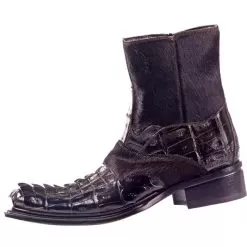 Mauri "Royal" 42746 Dark Brown Genuine Hornback Baby Crocodile / Marbleized Pony Hair Boots