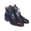 Paul Parkman "82CBL41" Blue Genuine Crocodile / Calfskin Side Zipper Boots -Winter Boot Store paul parkman 82cbl41 blue genuine crocodile calfskin side zipper boots 23030