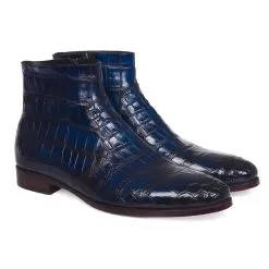 Paul Parkman "BT76BL14" Navy Genuine All Over Crocodile Side Zipper Boots.