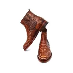 Paul Parkman ''BT89PY" Brown Genuine Python Leather Chelsea Boots. -Winter Boot Store paul parkman bt89py brown genuine python leather chelsea boots 25842 02