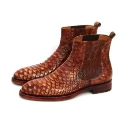Paul Parkman ''BT89PY" Brown Genuine Python Leather Chelsea Boots. -Winter Boot Store paul parkman bt89py brown genuine python leather chelsea boots 25842 03