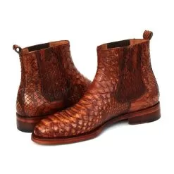 Paul Parkman ''BT89PY" Brown Genuine Python Leather Chelsea Boots. -Winter Boot Store paul parkman bt89py brown genuine python leather chelsea boots 25842 04