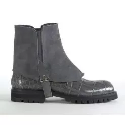 Mauri Medium Grey Genuine Alligator / Suede With Suede Strap Boots.