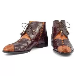 Mauri "Harlem" Corn & Sport Rust Genuine Ostrich Leg / Crocodile Chukka Boots 4926.